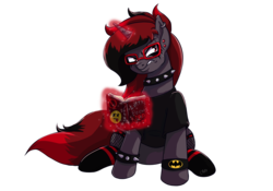 Size: 3000x2100 | Tagged: safe, artist:countessmrose, oc, oc only, oc:curse word, pony, unicorn, alternate hairstyle, angry, book, choker, clothes, dark magic, female, high res, magic, simple background, sitting, solo, spiked choker, spiked wristband, transparent background, wristband