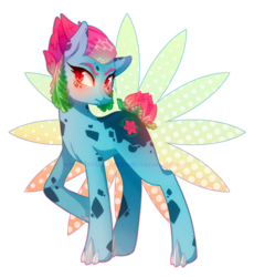 Size: 963x1045 | Tagged: safe, artist:caramelflower, earth pony, ivysaur, pony, female, looking at you, mare, pokémon, ponified, simple background, solo, transparent background