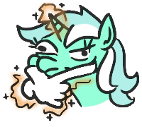 Size: 200x180 | Tagged: safe, artist:jargon scott, lyra heartstrings, pony, unicorn, bust, colored, derp, emoji, female, glowing horn, hand, magic, magic hands, mare, meme, picture for breezies, simple background, solo, thinking, thinking emoji, thonk, transparent background