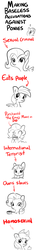 Size: 1650x11550 | Tagged: safe, artist:tjpones, applejack, fluttershy, pinkie pie, rainbow dash, rarity, twilight sparkle, alicorn, earth pony, pegasus, pony, unicorn, apple, arson murder and jaywalking, blatant lies, bust, comic, dialogue, ear fluff, female, food, hoof hold, lesbian, mane six, mare, monochrome, partial color, question mark, simple background, sketch, the emoji movie, twilight sparkle (alicorn), white background