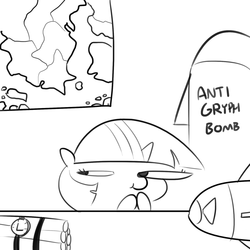 Size: 1650x1650 | Tagged: safe, artist:tjpones, twilight sparkle, pony, sparkles! the wonder horse!, g4, bomb, female, grimcute, map, mare, monochrome, pure unfiltered evil, racism, sketch, solo, soon, terrorism, terrorist, this will end in genocide, weapon
