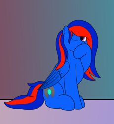 Size: 2181x2365 | Tagged: safe, artist:northern-frost, oc, oc only, oc:glory solaris, pegasus, pony, high res, hoof over mouth, looking at you, one eye closed, sitting, smiling, solo, wink