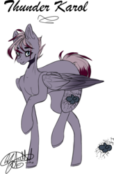 Size: 539x823 | Tagged: safe, artist:ohflaming-rainbow, oc, oc only, oc:thunder karol, pegasus, pony, female, mare, simple background, solo, transparent background