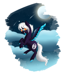 Size: 2500x2900 | Tagged: safe, artist:aledera, oc, oc only, pegasus, pony, female, high res, mare, moon, simple background, solo, transparent background, two toned wings