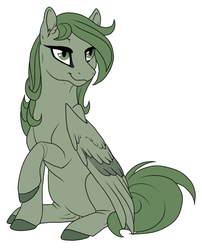 Size: 490x605 | Tagged: safe, artist:mythpony, oc, oc only, oc:emerald clover, pegasus, pony, female, mare, simple background, sitting, solo, white background