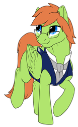 Size: 418x676 | Tagged: safe, artist:mythpony, oc, oc only, pegasus, pony, clothes, glasses, male, necktie, simple background, solo, stallion, white background