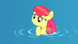 Size: 1920x1080 | Tagged: safe, screencap, apple bloom, earth pony, pony, g4, leap of faith, cute, female, filly, solo, water, wet mane, wet mane apple bloom