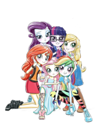 Size: 887x1024 | Tagged: safe, artist:php77, edit, editor:php77, applejack, rainbow dash, rarity, sci-twi, sunset shimmer, twilight sparkle, equestria girls, g4, my little pony equestria girls: better together, background removed, simple background, transparent background