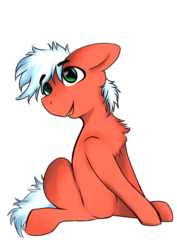Size: 2480x3508 | Tagged: safe, artist:php70, oc, oc only, oc:russet, earth pony, pony, chest fluff, cute, fluffy, high res, male, open mouth, simple background, sitting, solo, stallion, transparent background