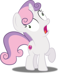 Size: 1828x2258 | Tagged: safe, artist:spellboundcanvas, sweetie belle, pony, unicorn, g4, marks and recreation, derp, female, filly, foal, open mouth, raised hoof, simple background, solo, transparent background, vector, wide eyes