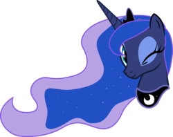 Size: 4500x3562 | Tagged: safe, artist:niyashy, princess luna, alicorn, pony, g4, bust, crown, female, jewelry, mare, one eye closed, portrait, regalia, simple background, smiling, solo, transparent background, vector, wink