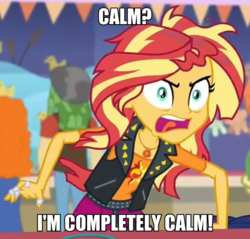Size: 600x573 | Tagged: safe, edit, edited screencap, screencap, sunset shimmer, equestria girls, equestria girls specials, g4, my little pony equestria girls: better together, my little pony equestria girls: rollercoaster of friendship, avatar the last airbender, blatant lies, cropped, geode of empathy, image macro, it's not about the parakeet, katara, meme
