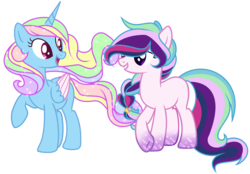 Size: 2664x1856 | Tagged: safe, artist:angelamusic13, oc, oc only, alicorn, earth pony, pony, female, magical lesbian spawn, mare, offspring, parent:princess celestia, parent:rainbow dash, parent:twilight sparkle, parents:dashlestia, parents:twilestia, simple background, transparent background, two toned wings