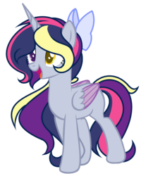 Size: 1328x1656 | Tagged: safe, artist:angelamusic13, oc, oc only, alicorn, pony, bow, female, hair bow, magical lesbian spawn, mare, offspring, parent:derpy hooves, parent:twilight sparkle, parents:twerpy, simple background, solo, transparent background