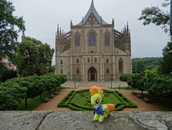 Size: 5184x3888 | Tagged: safe, spitfire, pony, g4, church, czech republic, irl, photo, plushie, ponies around the world, solo, temple