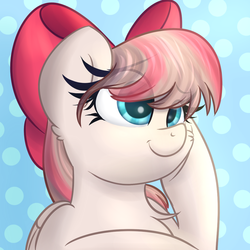Size: 1000x1000 | Tagged: safe, artist:lbrcloud, angel wings, pegasus, pony, g4, avatar, bow, digital art, female, hair bow, shading, solo