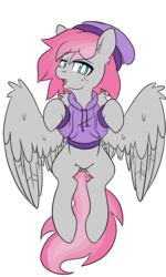 Size: 1844x3080 | Tagged: safe, artist:niggerdrawfag, oc, oc only, oc:cute wing, pony, clothes, commission, hoodie, simple background, solo, transparent background