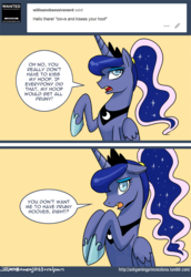 Size: 600x871 | Tagged: safe, artist:johnjoseco, princess luna, alicorn, pony, ask gaming princess luna, gamer luna, g4, ask, comic, cute, dialogue, female, looking at you, lunabetes, ponytail, solo, tumblr
