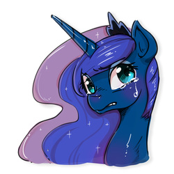 Size: 900x900 | Tagged: safe, artist:mrs1989, princess luna, pony, g4, crying, female, mare, simple background, solo, white background