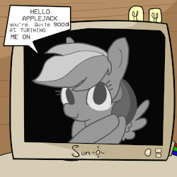 Size: 1073x1073 | Tagged: safe, artist:tjpones, rainbow dash, pony, g4, animated, computer, female, gif, implied appledash, implied applejack, implied lesbian, implied shipping, male, reference, the simpsons