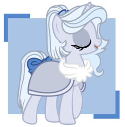 Size: 1024x1040 | Tagged: safe, artist:amberclarity, oc, oc only, oc:sapphire solstice, pony, unicorn, bow, cloak, clothes, eyes closed, female, mare, parents:mauxie, solo, tail bow