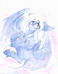 Size: 846x1092 | Tagged: safe, artist:scootiegp, oc, pegasus, pony, double wings, female, mare, multiple wings, smiling, traditional art