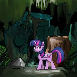 Size: 1000x1000 | Tagged: safe, artist:bojack_mlplove, twilight sparkle, alicorn, pony, g4, female, looking at you, mare, rock, solo, tree stump, twilight sparkle (alicorn)