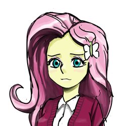Size: 1000x1000 | Tagged: safe, artist:bojack_mlplove, fluttershy, equestria girls, g4, clothes, female, looking at you, simple background, solo, white background