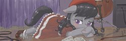Size: 1181x391 | Tagged: safe, artist:yanamosuda, octavia melody, earth pony, pony, g4, blushing, clothes, cute, dress, female, looking at you, mare, solo, tavibetes