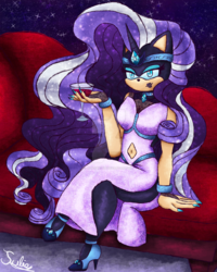 Size: 1024x1280 | Tagged: safe, artist:juliefandom, nightmare rarity, anthro, g4, breasts, sonic the hedgehog, sonic the hedgehog (series), sonicified, style emulation