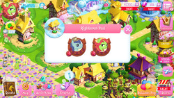 Size: 500x281 | Tagged: safe, gameloft, bittersweet (g4), bon bon, deep clean, first base, fluttershy, glitter drops, mr breezy, sweetie drops, tree hugger, zecora, earth pony, pegasus, pony, unicorn, g4, bedroom eyes, female, game, janitor pony, looking at you, male, mare, moptop, smiling, stallion