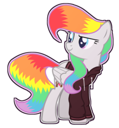Size: 1632x1756 | Tagged: safe, artist:spectrumnightyt, oc, oc only, oc:rainbow paws, pegasus, pony, clothes, female, hoodie, mare, simple background, solo, transparent background