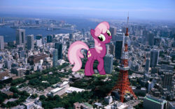Size: 1600x1000 | Tagged: safe, artist:jerryakira79, cheerilee, earth pony, pony, g4, female, giant ponies in real life, giant pony, japan, macro, mega giant, mega giant my little pony, tokyo