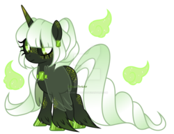 Size: 1024x786 | Tagged: safe, artist:magicdarkart, oc, oc only, original species, pony, black sclera, cloak, clothes, female, horn, immortal soul pony, mare, simple background, solo, transparent background, watermark