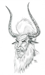 Size: 768x1280 | Tagged: safe, artist:baron engel, lord tirek, g4, black sclera, bust, grayscale, head shot, looking at you, male, monochrome, pencil drawing, portrait, realistic, scowl, simple background, sketch, traditional art, white background