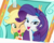 Size: 1162x928 | Tagged: safe, screencap, applejack, rarity, equestria girls, equestria girls series, g4, rollercoaster of friendship, bunny ears (gesture), duo, female, geode of super strength, shipping fuel