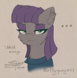 Size: 2013x2019 | Tagged: dead source, safe, artist:airfly-pony, maud pie, earth pony, pony, rcf community, g4, ..., bust, cheek fluff, cute, ear fluff, female, high res, looking at you, portrait, signature, solo, traditional art