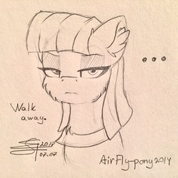 Size: 2441x2448 | Tagged: safe, artist:airfly-pony, derpibooru exclusive, maud pie, earth pony, pony, rcf community, bust, clothes, cute, female, lineart, looking at you, mare, portrait, signature, solo, traditional art