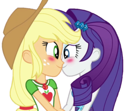 Size: 1209x1080 | Tagged: safe, edit, edited screencap, screencap, applejack, rarity, equestria girls, equestria girls specials, g4, my little pony equestria girls: better together, my little pony equestria girls: rollercoaster of friendship, background removed, blushing, duo, eye contact, female, geode of super strength, kissing, lesbian, looking at each other, ship:rarijack, shipping