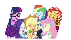 Size: 1280x720 | Tagged: dead source, safe, artist:php77, edit, edited screencap, editor:php77, screencap, applejack, fluttershy, rainbow dash, rarity, sci-twi, sunset shimmer, twilight sparkle, equestria girls, equestria girls specials, g4, my little pony equestria girls: better together, my little pony equestria girls: rollercoaster of friendship, background removed, geode of empathy, geode of fauna, geode of shielding, geode of super speed, geode of super strength, geode of telekinesis, magical geodes, simple background, transparent background
