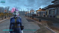 Size: 1600x900 | Tagged: safe, artist:alushythetyrant, sweetie belle, alicorn, anthro, g4, 3d, alicornified, breasts, busty sweetie belle, clothes, fallout, fallout 4, fallout 4 equestria mod, heads up display, jumpsuit, pipboy, race swap, sanctuary hills, sweetiecorn, vault suit
