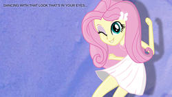 Size: 1920x1080 | Tagged: safe, artist:efk-san, artist:grapefruitface1, edit, fluttershy, equestria girls, g4, dancing, female, one eye closed, show accurate, solo, song reference, stop loving you, toto (band), wink