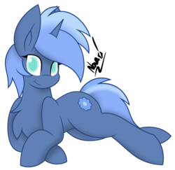 Size: 1776x1723 | Tagged: safe, artist:novawish, oc, oc only, oc:double colon, pony, unicorn, chest fluff, crossed hooves, looking at you, lying down, simple background, solo, transparent background