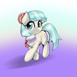 Size: 1536x1536 | Tagged: safe, artist:kurogewapony, coco pommel, earth pony, pony, g4, female, flower, flower in hair, looking at you, mare, solo