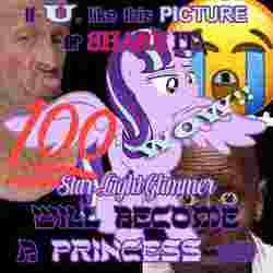 Size: 500x500 | Tagged: safe, artist:bigrigs, starlight glimmer, alicorn, pony, unicorn, g4, alicornified, dank memes, exploitable meme, glimmerposting, low quality, meme, needs more jpeg, princess starlight glimmer, race swap, shitposting, starlicorn, this will end in communism, wow!, xd, 💯, 😭