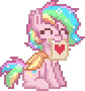 Size: 168x180 | Tagged: safe, artist:hawthornss, edit, oc, oc only, oc:paper stars, bat pony, pony, pony town, bat pony oc, cute, cute little fangs, ear fluff, eyes closed, fangs, heart, pixel art, simple background, sitting, smiling, solo, transparent background