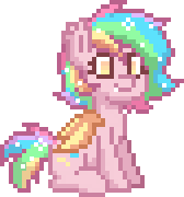 Size: 168x180 | Tagged: safe, artist:hawthornss, edit, oc, oc only, oc:paper stars, bat pony, pony, pony town, bat pony oc, cute, cute little fangs, ear fluff, fangs, pixel art, simple background, sitting, smiling, solo, transparent background