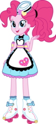 Size: 1599x3504 | Tagged: safe, artist:sketchmcreations, part of a set, pinkie pie, coinky-dink world, equestria girls, g4, my little pony equestria girls: summertime shorts, commission, female, looking at you, open mouth, roller skates, server pinkie pie, simple background, smiling, solo, transparent background, vector
