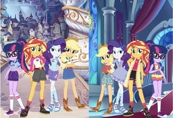 Size: 1958x1333 | Tagged: safe, applejack, rarity, sci-twi, sunset shimmer, twilight sparkle, equestria girls, g4, my little pony equestria girls: legend of everfree, camp everfree outfits, camp fashion show outfit, converse, shoes