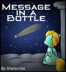 Size: 1868x2041 | Tagged: safe, artist:zutcha, lightning dust, pegasus, pony, fanfic:message in a bottle, g4, comet, cover, cover art, fanfic art, rear view, shooting star, sitting, solo, stars